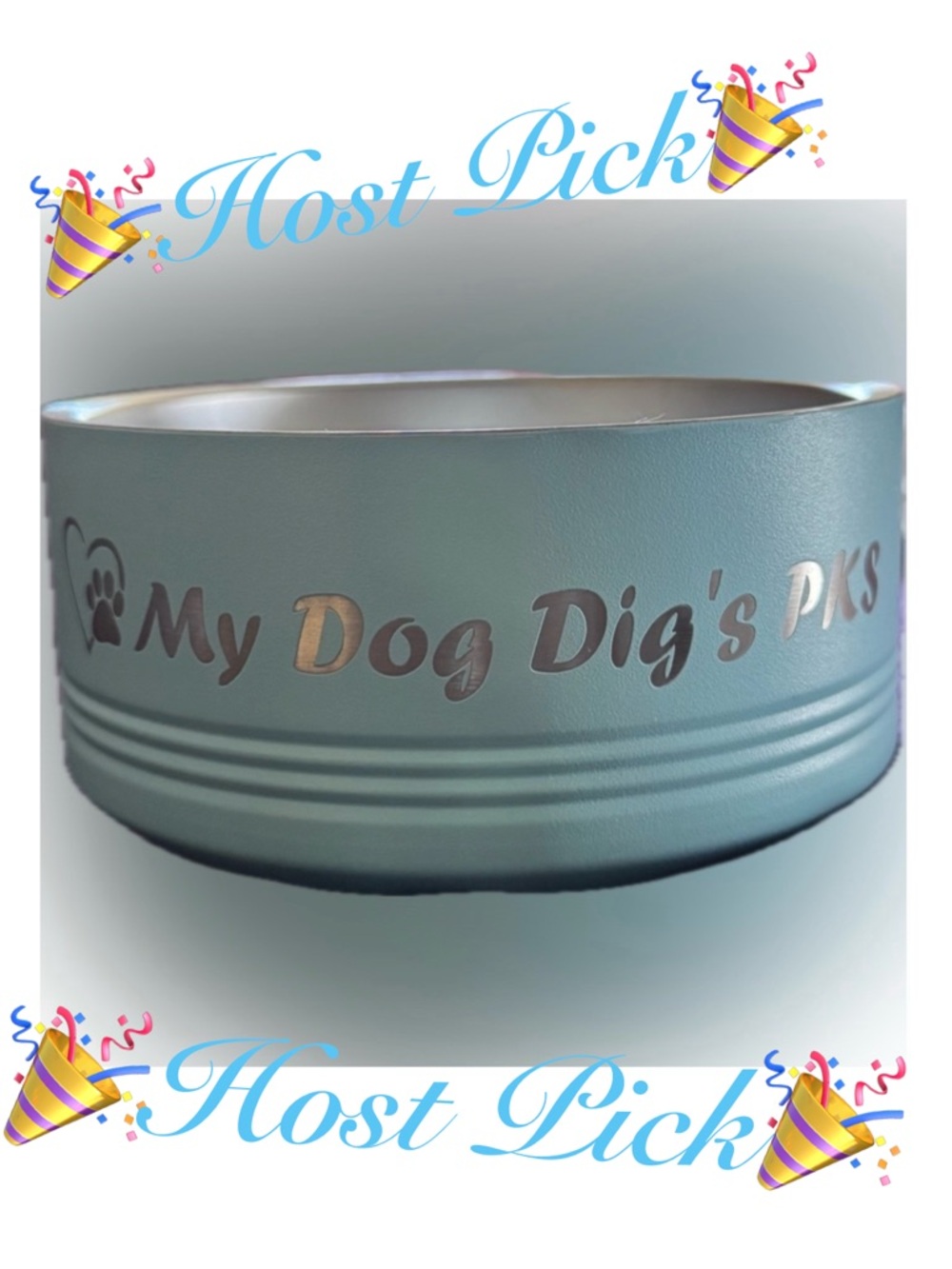 Teal Blue Dog Bowl - Laser Engraved